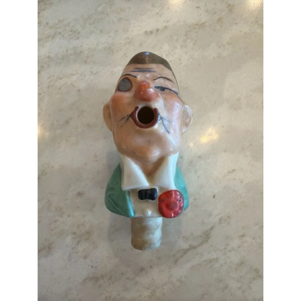 Vintage porcelain liquor pourer probably‎ German man with eyeglass